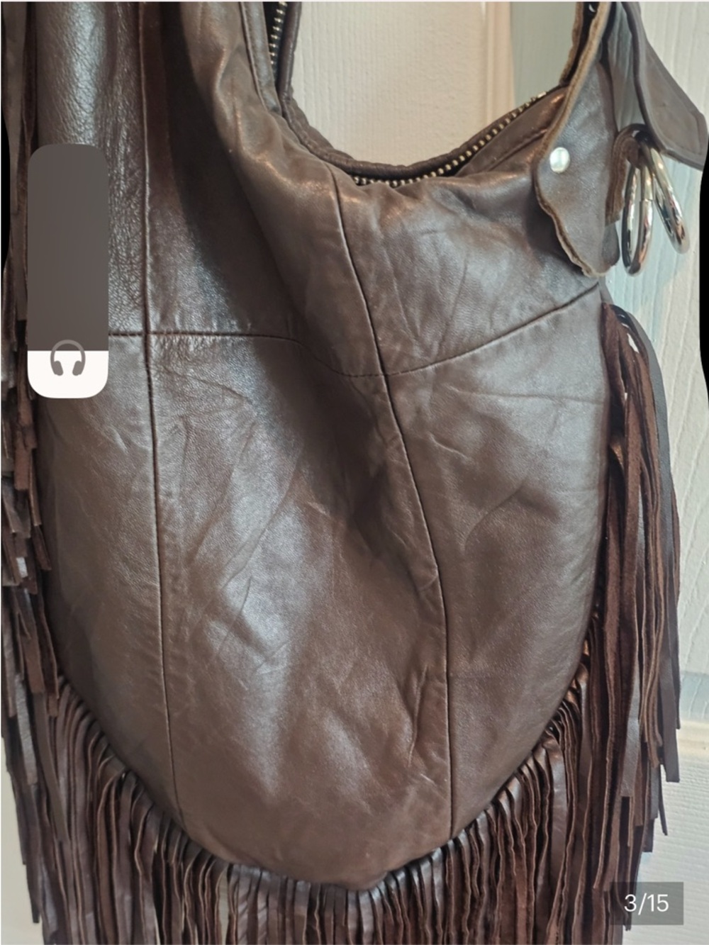 Free People Pelechecoco Cherokee/Elouise Hobo Fringe Vintage Brown Leather Bag - Picture 2 of 14